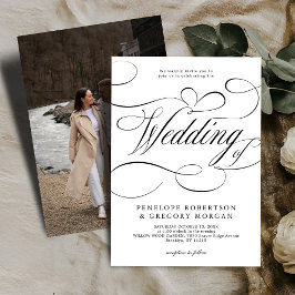 Moderne Kalligraphie zeitlose White Black Hochzeit Einladung