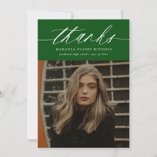 Moderne Kalligraphie Zwei Foto Grüner Abschluss Dankeskarte