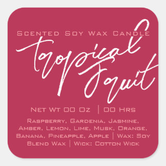 Moderne kalligraphische Buchstaben dunkelrosa Kerz Quadratischer Aufkleber