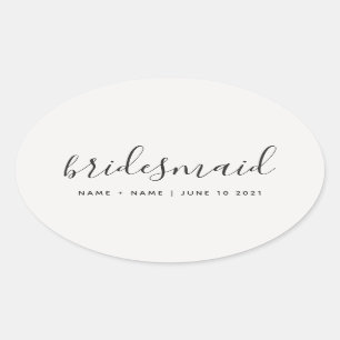 Moderne kalligraphische Chic Bridesmaid Hochzeit Ovaler Aufkleber