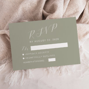 Moderne kalligraphische Darstellung Grüne Hochzeit RSVP Karte