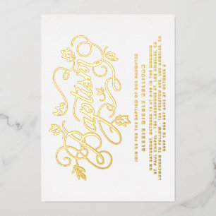 Moderne kalligraphische Foliage Lettering Taufe Folieneinladung