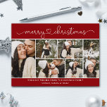 Moderne kalligraphische Foto Collage Red Christmas Karte<br><div class="desc">Einfach,  schön und trendy Frohe Weihnachts-Postkartendesign mit Foto-Collage.</div>