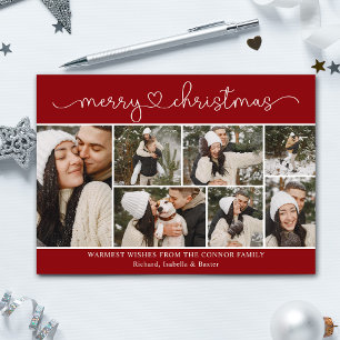 Moderne kalligraphische Foto Collage Red Christmas Karte