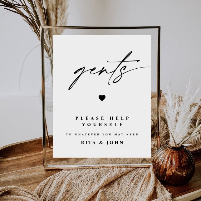 Moderne kalligraphische Gents Badezimmer Hochzeits Poster (Von Creator hochgeladen)