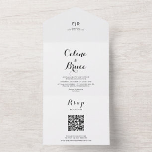 Moderne kalligraphische Hochzeit All In One Einladung