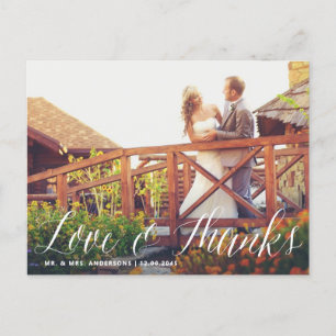 Moderne kalligraphische Hochzeit Danke Postcard Postkarte