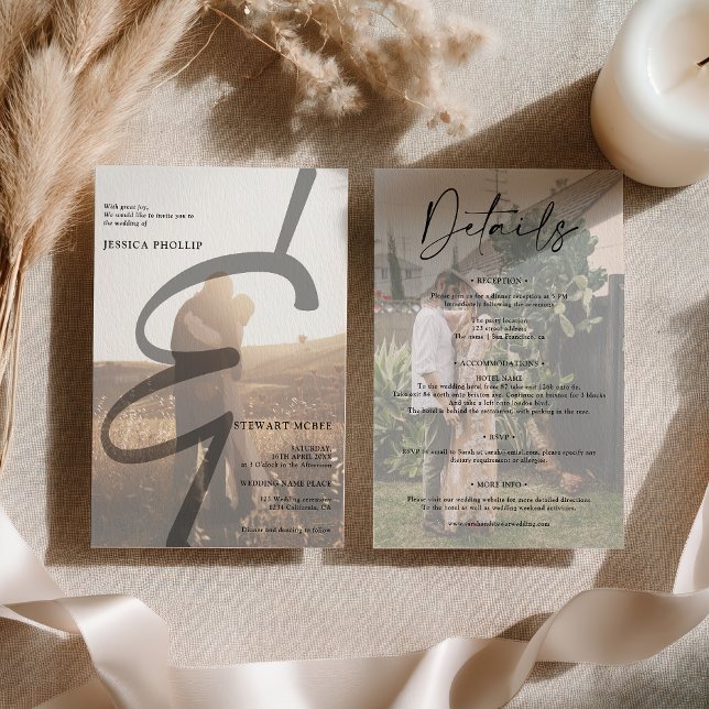 Moderne kalligraphische Hochzeit Einladung (Modern bold all in one calligraphy wedding invitation)