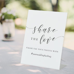 Moderne kalligraphische Hochzeit Hashtag teilen di Sockelschild