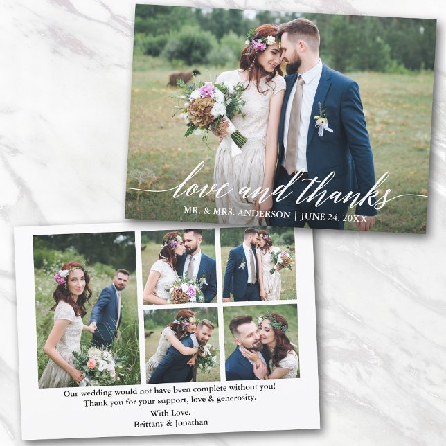 Moderne kalligraphische Hochzeit Liebe und dank 6  Dankeskarte (Customize to change your personalized text size or text style.)