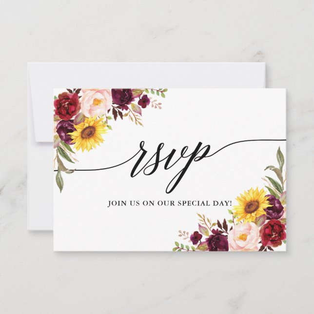 Moderne kalligraphische Hochzeit mit Wasserfarbe g RSVP Karte (Vorderseite)