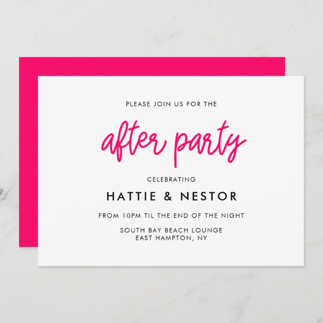 Moderne kalligraphische Hochzeit nach dem Party Einladung (Vorne/Hinten)