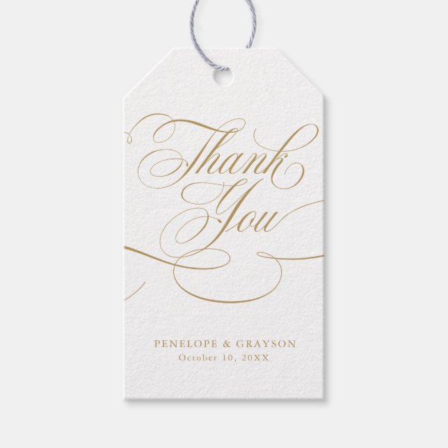 Moderne kalligraphische Hochzeit ohne Gold und Wei Geschenkanhänger (Vorderseite)