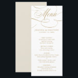 Moderne kalligraphische Hochzeit ohne Gold und Wei Menükarte<br><div class="desc">Ein zeitloses und elegantes Hochzeitsmenü mit raffinierter Kalligraphie-Schrift auf klassischem Hintergrund,  perfekt für eine formale und anspruchsvolle Hochzeitsfeier. Für die Anpassung oder weitere Produkte mit diesem Design,  bitte kontaktieren Sie mich.</div>