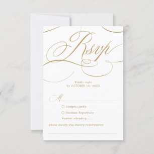 Moderne kalligraphische Hochzeit ohne Gold und Wei RSVP Karte