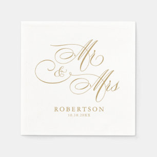 Moderne kalligraphische Hochzeit ohne Gold und Wei Serviette