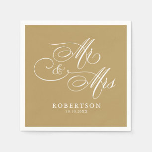 Moderne kalligraphische Hochzeit ohne Gold und Wei Serviette
