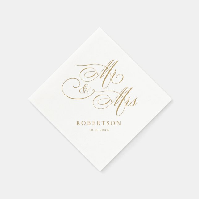 Moderne kalligraphische Hochzeit ohne Gold und Wei Serviette (Ecke)