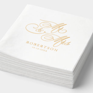 Moderne kalligraphische Hochzeit ohne Gold und Wei Servietten Mit Folie