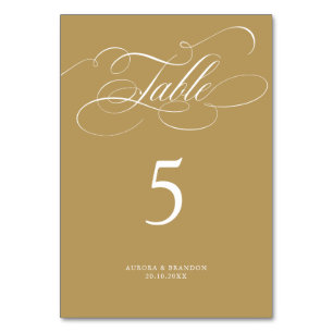 Moderne kalligraphische Hochzeit ohne Gold und Wei Tischnummer