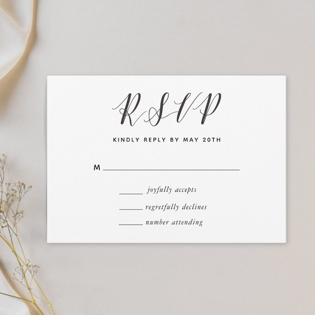 Moderne kalligraphische Hochzeit RSVP Karte (Von Creator hochgeladen)