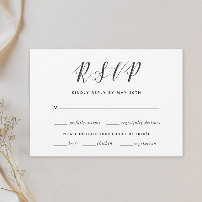 Moderne kalligraphische Hochzeit RSVP Meal Choice Karte (Von Creator hochgeladen)