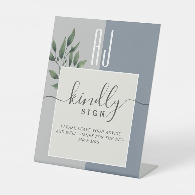 Moderne kalligraphische Hochzeit Sockelschild (Vorderseite)