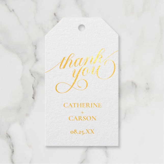 Moderne kalligraphische Hochzeit Vielen Dank Geschenkanhänger (Vorderseite)