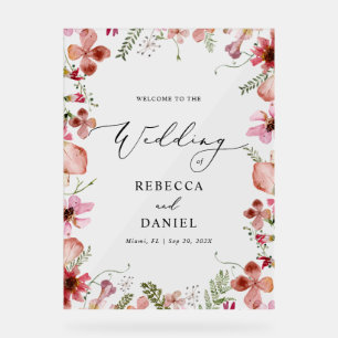 Moderne kalligraphische Hochzeit Willkommen Acrylschild