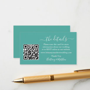 Moderne kalligraphische Hochzeitdetails Website QR Begleitkarte