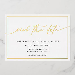 Moderne kalligraphische Hochzeiten retten das Datu Folieneinladung