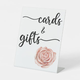 Moderne kalligraphische Hochzeitkarten und Geschen Sockelschild