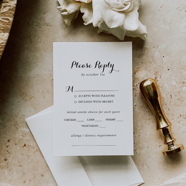 Moderne kalligraphische Hochzeitmenü-UAWG RSVP Karte (Von Creator hochgeladen)