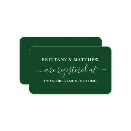 Moderne kalligraphische Hochzeitregister Grün Begleitkarte