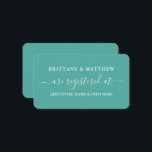 Moderne kalligraphische Hochzeitskanzlei Aquamarin Begleitkarte<br><div class="desc">Moderne trendige Kalligrafie Script Wedding Registry Insert Card. Dunkeltürkis</div>