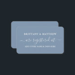 Moderne kalligraphische Hochzeitskanzlei Dusty Blu Begleitkarte<br><div class="desc">Moderne trendige Kalligrafie Script Wedding Registry Insert Card. Dusty Blue</div>