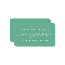 Moderne kalligraphische Hochzeitskanzlei grün Begleitkarte