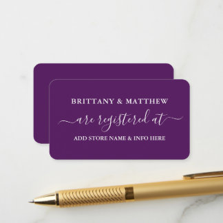 Moderne kalligraphische Hochzeitskanzlei Lila Begleitkarte