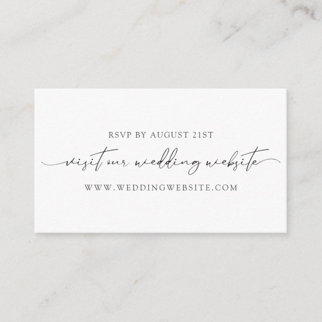 Moderne kalligraphische Hochzeitskarte RSVP Online Begleitkarte (Vorderseite)
