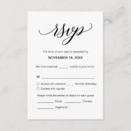 Moderne kalligraphische Hochzeitskarten für RSVP Begleitkarte