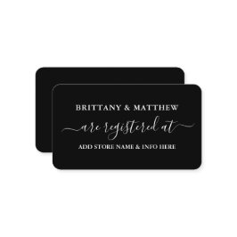 Moderne kalligraphische Hochzeitsregister Schwarz Begleitkarte