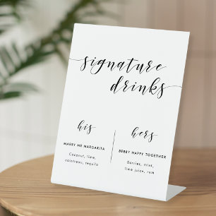 Moderne kalligraphische Hochzeitssignaturgetränke Sockelschild