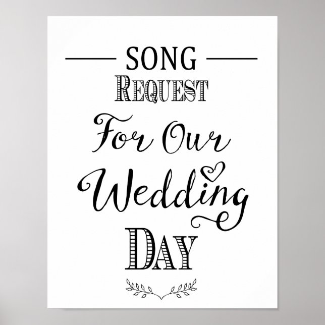 Moderne kalligraphische Hochzeitssonganforderung Poster (Vorne)