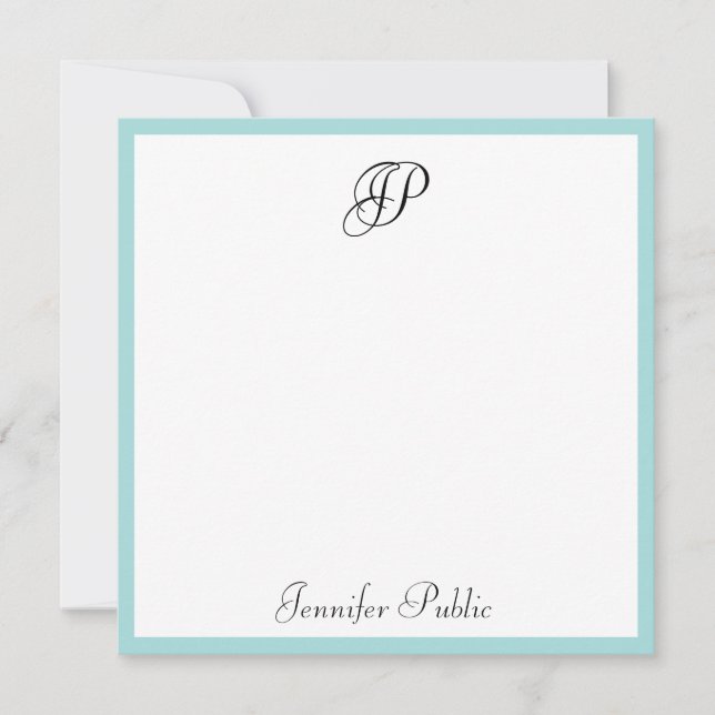 Moderne kalligraphische Monogramm-Minimalistische  Mitteilungskarte (Vorderseite)
