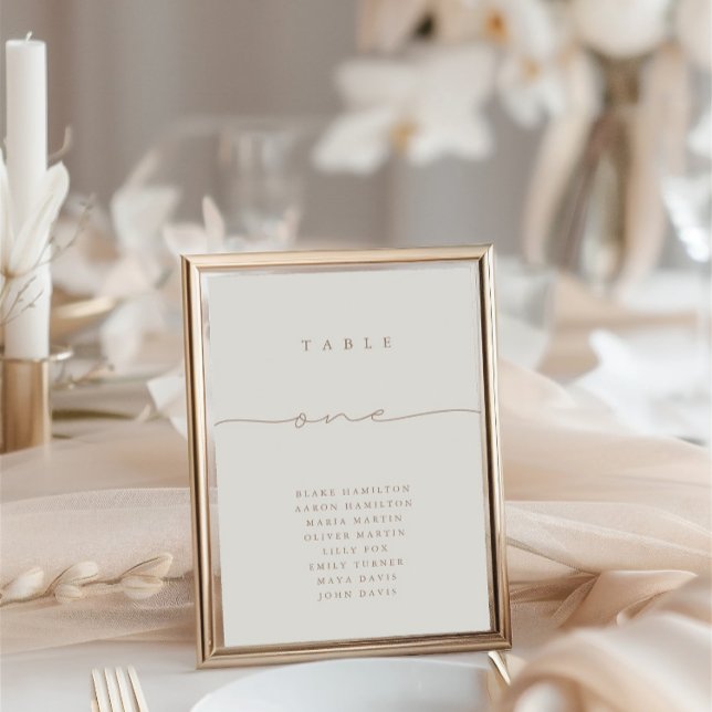 Moderne kalligraphische neutrale Tischnummer (Modern Calligraphy Neutral Table One Table Number)