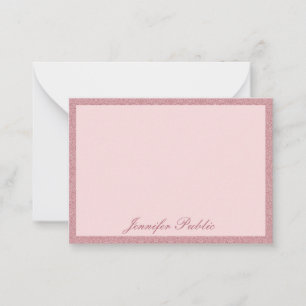 Moderne kalligraphische Rose Gold Glitzer Template Mitteilungskarte