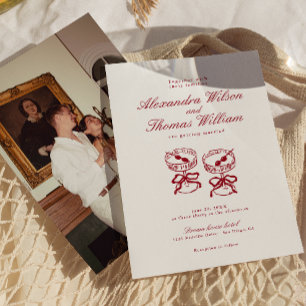 Moderne kalligraphische Rote Hochzeit Einladung