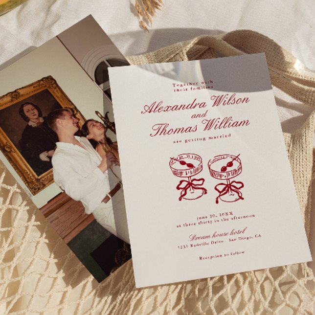 Moderne kalligraphische Rote Hochzeit Einladung (Von Creator hochgeladen)