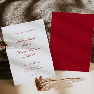 Moderne kalligraphische Rote Hochzeit Einladung