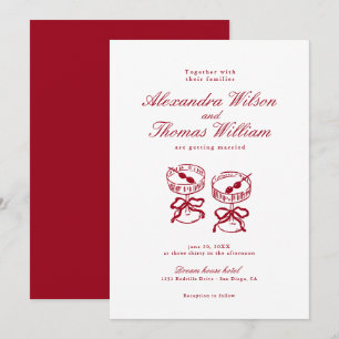 Moderne kalligraphische Rote Hochzeit Einladung